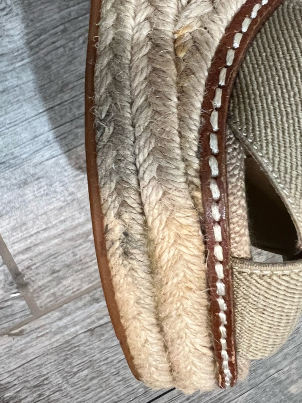 Tory Burch Frieda Platform Wedge Espadrille Beige Sandals Elastic Straps Size 7 - Picture 8 of 9